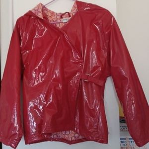 Kids red rain coat, L(10-12)
